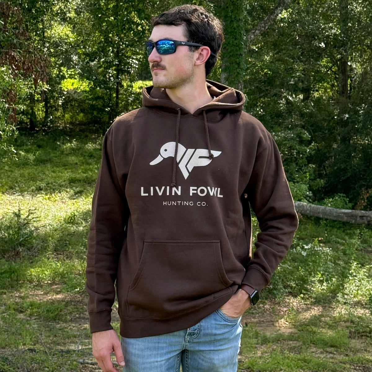 Brown Two-Tone Livin Fowl Logo Heavyweight Hoodie