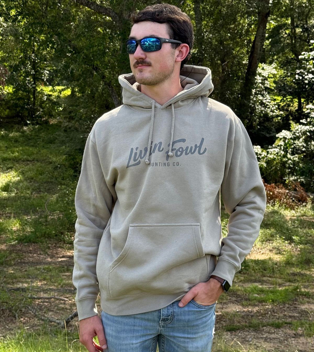Cement Two-Tone Livin Fowl Script Logo Heavyweight Hoodie