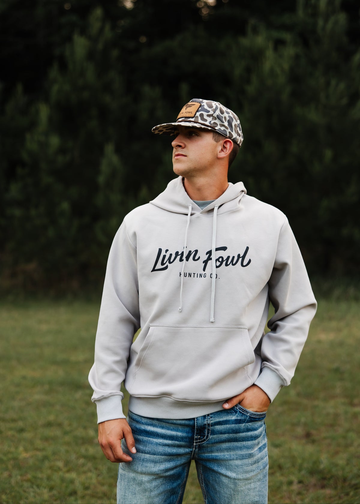 Gray Livin Fowl Script Logo Hoodie