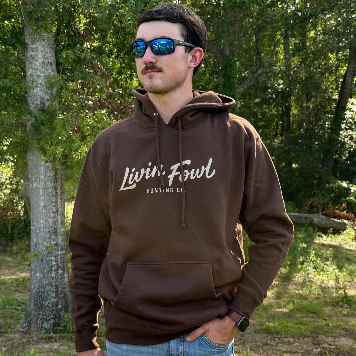Brown Two-Tone Livin Fowl Script Logo Heavyweight Hoodie