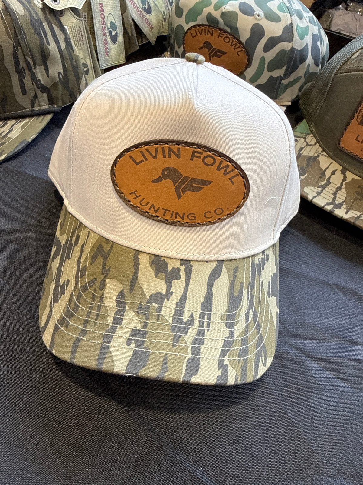Leather Patch Logo Ivory and Bottomland Trucker